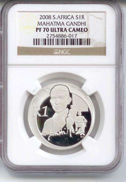 NGC Graded PF70 Ultra Cameo Mahatma Ghandi 2008 1 ounce Sterling Silver!!